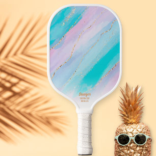 Glam Gold Glitter Pink Blue Marble, speciaal geper Pickleball Paddle