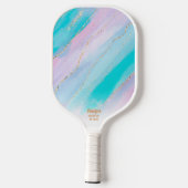 Glam Gold Glitter Pink Blue Marble, speciaal geper Pickleball Paddle (Achterkant)