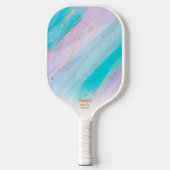 Glam Gold Glitter Pink Blue Marble, speciaal geper Pickleball Paddle (Voorkant)