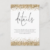 Glam Gold Glitter QR Code Script bruiloft details Informatiekaartje (Voorkant)