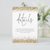 Glam Gold Glitter QR Code Script bruiloft details Informatiekaartje (Staand voorkant)