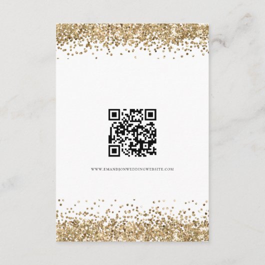 Glam Gold Glitter QR Code Script bruiloft details Informatiekaartje (Achterkant)
