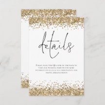 Glam Gold Glitter QR Code Script bruiloft details