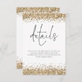Glam Gold Glitter QR Code Script bruiloft details Informatiekaartje