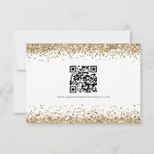Glam Gold Glitter QR Code Script Bruiloft RSVP Kaartje (Achterkant)