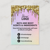 Glam Gold Glitter Rainbow Spa Ingredient List Logo Visitekaartje (Voorkant)