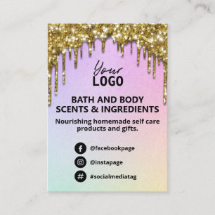 Glam Gold Glitter Rainbow Spa Ingredient List Logo Visitekaartje