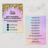 Glam Gold Glitter Rainbow Spa Ingredient List Logo Visitekaartje (Voorkant / Achterkant)