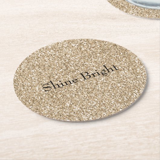 Glam Gold Glitter Ronde Kartonnen Onderzetter (Gebogen)
