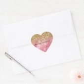 Glam Gold Glitter Roze Faux Fur Hart Sticker (Envelop)