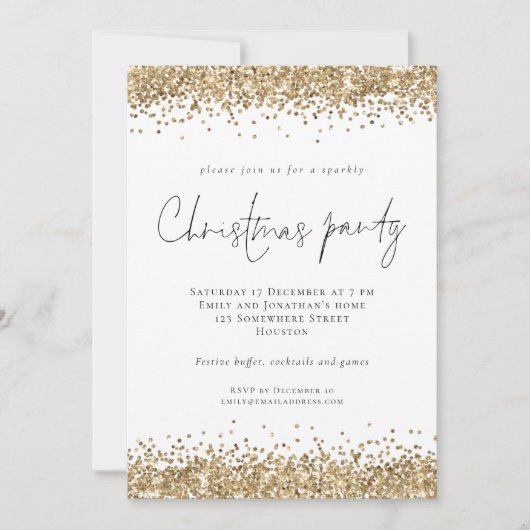 Glam Gold Glitter Script-kerstfeest Kaart (Voorkant)
