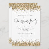 Glam Gold Glitter Script-kerstfeest Kaart (Voorkant / Achterkant)