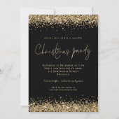 Glam Gold Glitter-script, zwart kerstfeest Kaart (Voorkant)