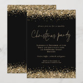 Glam Gold Glitter-script, zwart kerstfeest Kaart (Voorkant / Achterkant)