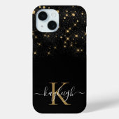 Glam Gold Glitter Sparging Elegant Luxe Monogram Case-Mate iPhone Case (Achterkant)