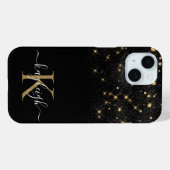 Glam Gold Glitter Sparging Elegant Luxe Monogram Case-Mate iPhone Case (Achterkant (horizontaal))