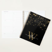 Glam Gold Glitter Sparging Elegant Luxe Monogram Planner (Display)