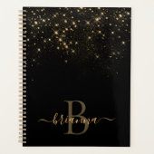 Glam Gold Glitter Sparging Elegant Luxe Monogram Planner (Voorkant)