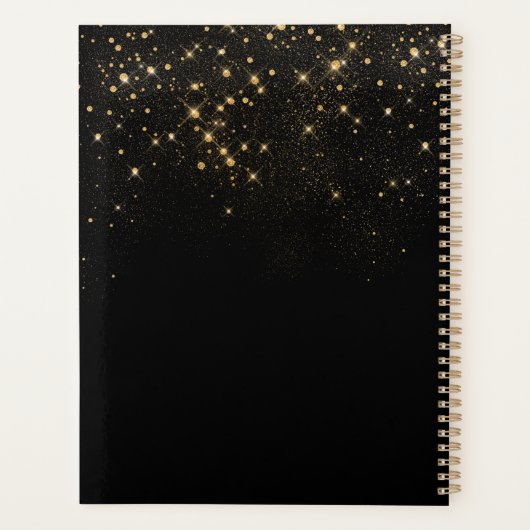 Glam Gold Glitter Sparging Elegant Luxe Monogram Planner (Achterkant)