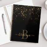 Glam Gold Glitter Sparging Elegant Luxe Monogram Planner<br><div class="desc">Creëer uw eigen gepersonaliseerde zwarte en gouden diamantsparkle planner met uw eigen monogram en naam.</div>