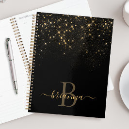 Glam Gold Glitter Sparging Elegant Luxe Monogram Planner