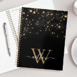 Glam Gold Glitter Sparging Elegant Luxe Monogram Planner<br><div class="desc">Creëer uw eigen gepersonaliseerde zwarte en gouden diamantsparkle planner met uw eigen monogram en naam.</div>