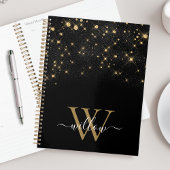 Glam Gold Glitter Sparging Elegant Luxe Monogram Planner