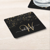 Glam Gold Glitter Sparkle Elegant Monogram Black Kartonnen Onderzetters (Schuin)