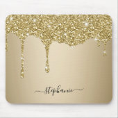 Glam Gold Glitter Sparkle Hand Letter Name Aangepa Muismat (Voorkant)