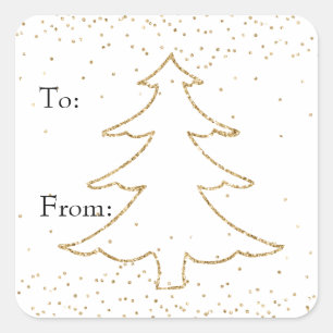 Glam Gold Glitter Sparkle Kerstboom Vierkante Sticker