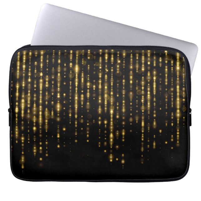 Glam gold glitter & sparkles laptop sleeve (Voorkant)