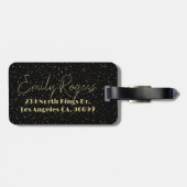 Glam Gold glitter sparkles op zwarte achtergrond Bagagelabel (Achterkant horizontaal)