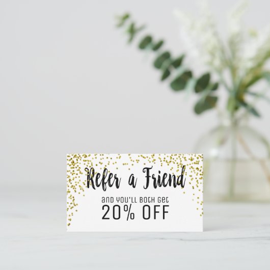 Glam Gold Glitter verwijzingskaart Aanbevelingskaartje (Staand voorkant)