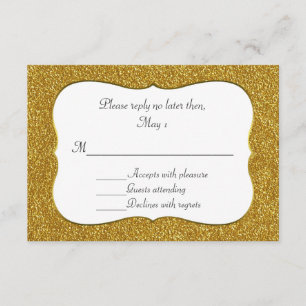 Glam Gold Glitter Wedding RSVP-kaart RSVP Kaartje