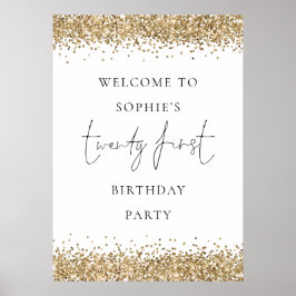 Glam Gold Glitter Welkom 21ste verjaardag Poster