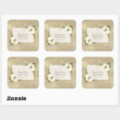 Glam Gold Glitter White Floral Baptism Invite Vierkante Sticker (Vel)