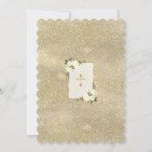 Glam Gold Glitter White Floral Gold Cross Baptisme Kaart (Achterkant)
