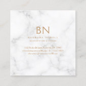 Glam Gold Glitter White Marble Monogram Vierkante Visitekaartje (Achterkant)