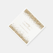 Glam Gold Glitter White Name Merry Kerstry Servet (Hoek)