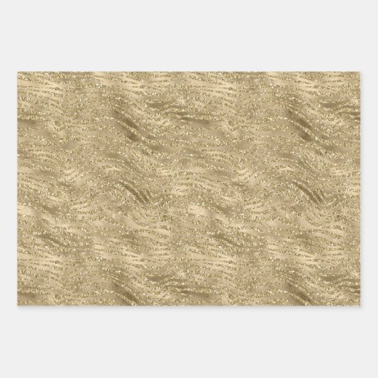 Glam Gold Glitz Glitter Zebra Afdrukken Inpakpapier Vel (Voorkant)