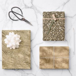 Glam Gold Glitz Glitter Zebra Afdrukken Inpakpapier Vel
