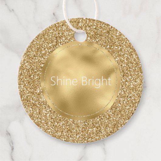 Glam Gold Glitzy Glitter Bedankjes Labels (Voorkant)