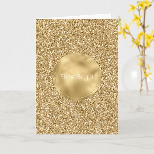 Glam Gold Glitzy Glitter Kaart (Gele Bloem)