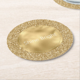 Glam Gold Glitzy Glitter      Ronde Kartonnen Onderzetter