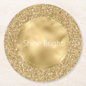 Glam Gold Glitzy Glitter      Ronde Kartonnen Onderzetter (Voorkant)