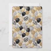 Glam Gold Glitzy Glitter Silver Balloons Birthday Kaart (Achterkant)