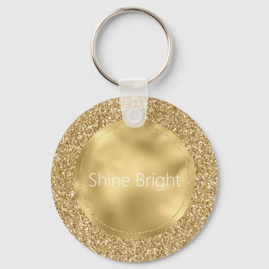 Glam Gold Glitzy Glitter Sleutelhanger (Voorkant)