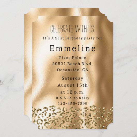 Glam Gold Glitzy Leopard Kaart (Voorkant / Achterkant)