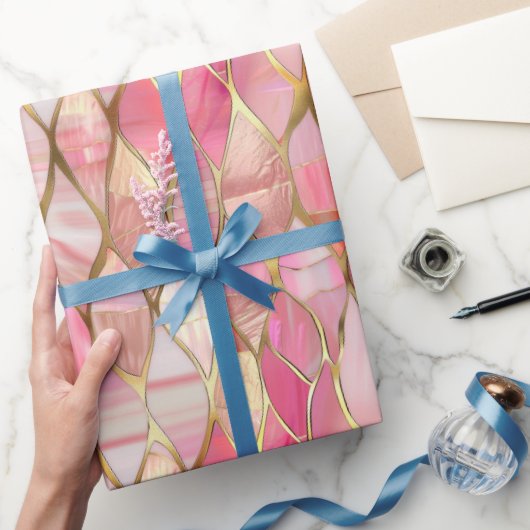 Glam Gold Glitzy Pink Cadeaupapier (Geschenken)