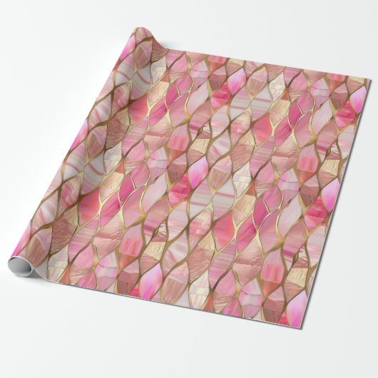 Glam Gold Glitzy Pink Cadeaupapier (Uitgerold)